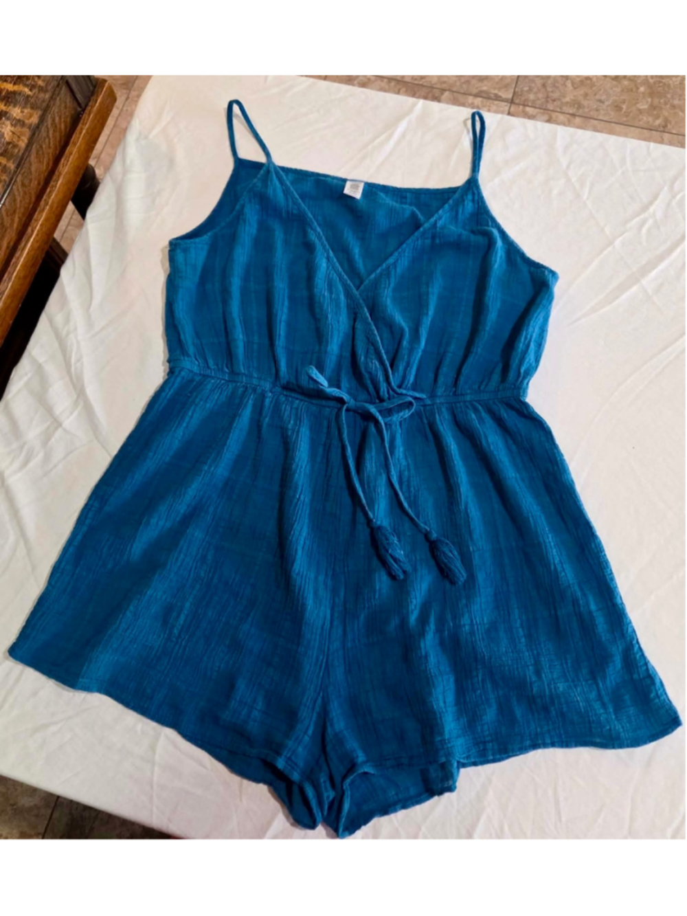 Joe Boxer Women’s XXL Teal Blue Sleeveless Romper with Tie Waist